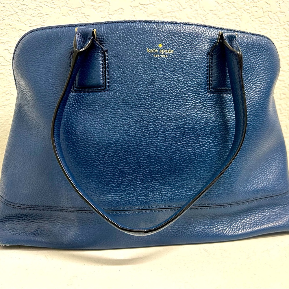 kate spade Young Lane Mary Beth Blue Leather Laptop Tote and Laptop Sleeve.